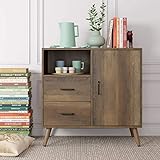 Moderner Buffet-Akzent-Schrank Schubladenschrank Sideboard Buffetschrank Schubladen Tür Und Offenes Fach Aktenschränke Anrichte Kommode Einzigartiges Sideboard Seitenschränke für Flur, Eingangsbereich