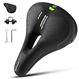 Fahrradsattel Herren Damen Bequem, Trekking MTB Sattel Fahrrad Sattel Mountainbike Fahrradsitz mit Reflektor, Regenschutz Hohl Ergonomisch Memory Foam Trekkingsattel für E-Bike Trekkingrad Tourenrad