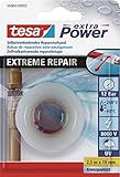 tesa extra Power Extreme Repair Reparaturband - Selbstverschweißendes Reparaturband aus Silikon zum Isolieren und Abdichten - 2,5 m - Transparent