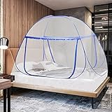 AnJeey Moskitonetz Bett, Pop up Doppeltür Tragbare Moskitonetz Bett , Faltdesign mit Unterseite, Einfache Installation, Wirksam gegen Mückenstiche für Outdoor Camping Reisen Schlafzimmer, 180*200cm