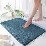 BAFYY Badezimmer Super Dicke Fluff Faser Badematte Duschraum Teppiche MattenBadezimmer Bodenmatte Toilette Saugfähige Eingangstürmatte,Blau,60x90cm