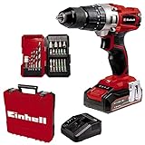 Einhell Akku-Schlagbohrschrauber TE-CD 18/2 Li-i +22 (1x2,5Ah) Power X-Change (Li-Ion, 18 V, 44 Nm, 2-Gang-Getriebe, inkl. 2,5 Ah Akku, Schnellladegerät, 22-tlg. Bit-Box und Koffer)