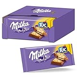 Milka Alpenmilch Schokolade & TUC Cracker 18 x 87g, Zartschmelzende Schokoladentafel mit gesalzenen Crackern