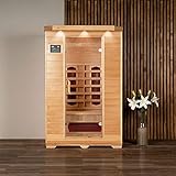 Home Deluxe – Infrarotkabine REDSUN M - Keramikstrahler, Hemlocktanne, Maße: 120 x 105 x 190 cm I Infrarotsauna für 2 Personen, Sauna, Wärmekabine