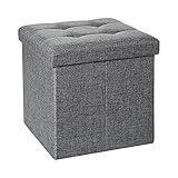 Edaygo Sitzhocker Sitzbank mit Stauraum Sitzwürfel mit Deckel Sitztruhe Aufbewahrungsbox, Faltbar, 38 x 38 x 38 cm, Dunkelgrau, Belastbar mit max. 100 kg