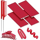 40 Stück Papilotten Lockenstäbe Lockenwickler aus Schaumstoff Flexwickler Flexible weiche Lockenwickler(24 x 1,2cm), Papilotten Lockenwickler über Nacht für Mädchen Frau - Rot