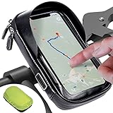 Carehabi Handyhalterung Fahrrad Wasserdicht handyhalterung Motorrad Entspiegelt ideal zur Navigation ​Fahhradtasche 360°Drehbarem Für 5.5-7 Zoll Handys GPS Geräte, Lenkertaschen, Schwarz