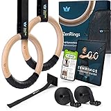 ZenOne Sports Holz-Turnringe in Premium Qualität, splitterfrei, Gymnastikringe mit Griffband, Türanker & Gurten, Trainingsgerät für Fitness, Calisthenics & Turnen, mit E-Book & Workout-Guide & -Video