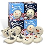 Set Marshmallow Toppers mit Vanille-Geschmack, Schaumzucker-Süßigkeit für heiße Trinkschokolade Kakao, weiß mit lustigem Gesicht, fettfrei glutenfrei (4x Pkg 240g (16x15g), Eisbär & Schneemann)