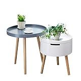 Beistelltisch/Beistelltisch Wohnzimmer Mini einfacher kleiner runder Tisch Nachttisch nordischer Couchtisch Beistelltisch Sofa runder kleiner Tisch Nachttisch/Couchtisch (Farbe: Grau + Weiß)