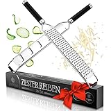 Exitoso Zitronenreibe Edelstahl Gewürzreibe - Zester und Reibe 2in1 Set - Parmesanreibe Parmesanhobel Käsereibe grob Zestenreibe Küchenreibe Edelstahl Profi - Parmesan Handreibe Reibe Edelstahl klein