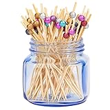 Cocktailstäbchen aus Holz Cocktailspieße Cocktail Pick 100pcs Bunte Bambus Zahnstocher für Party Geschenk Fasching Geburtstag Party