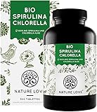 NATURE LOVE® Bio Spirulina + Bio Chlorella mit 500 mg pro Pressling. 500 Tabletten. Laborgeprüft & ohne Zusätze. Hochdosiert, laborgeprüft und 100% vegan