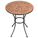 Deuba Mosaiktisch 60 cm Rund Metall Wetterfest Mosaik Garten Balkon Terrasse Tisch Gartentisch Balkontisch Gartenmöbel