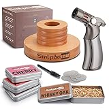 Cocktail Smoker Set mit Taschenlampe, altmodisches Whiskey-Getränke-Smoker-Set mit Vier Arten von Holzspänen, Geschenk für Vater, Ehemann und Cocktail-Liebhaber (kein Butan)