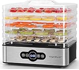 Aigostar Crispy - Dörrautomat, Dörrgerät mit Temperaturregler, 240W, 35-70°C, 99h-Timer, 5 Einlegefächer, Dörrautomat Edelstahl für Fleisch, Obst, Gemüse, Dehydrator - BPA frei