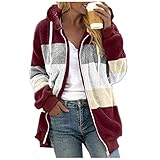 Generic Damen Mantel Plüschjacke Frau Wintermantel Kurzmantel Warm Cardigan Kapuzenjacke mit Taschen Winterjacke Plüschjacke Fleecejacke Mit Reißverschluss Winter Pullover