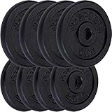 ScSPORTS® 30 kg Hantelscheiben Set 4 x 5 kg und 4 x 2,5 kg Gusseisen Gewichtscheiben 30/31 mm Bohrung, Gewichte durch Intertek geprüft + bestanden¹