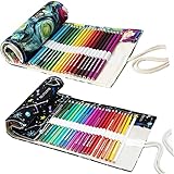 Leinwand Pencil Wrap, Ouceanwin 2 Stücke 36 Slots Bleistift Wrap, Leinwand Stifterolle Tragbar Tasche Federmäppchen Schlamperrolle Stiftehalter Mäppchen Bleistiftkasten für Künstler Reisen Schule