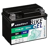 HeyVolt GEL Motorradbatterie 12V 4Ah Rollerbatterie YTX4L-BS CTX4L-BS 50314 YT4L-BS