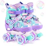 Meerjungfrau Kinder Rollschuhe für Mädchen 4 Größen Verstellbar Mit Leuchtenden Rädern Roller Skates für Anfänger Weihnachts und Geburtstags Geschenke