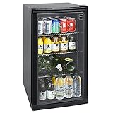 METRO Professional Getränkekühlschrank GPC1088 (88 Liter), kleiner Kühlschrank mit Glastüre, wechselbarer Türanschlag, für Gastronomie, Party, mit LED Beleuchtung, schwarz