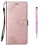 Grandoin LG V30 Hülle, Handyhülle für LG V30 Handytasche PU Leder Flip Cover Case mit Etui Case (Roségold)