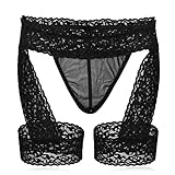 Herren Slips G String Bikini Tangas Unterwäsche Herren Spitzen String Tangas mit Strumpfband Outfit Kleidung