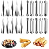 Cannoli Rohre Molds, XiXiRan Cannoli Backform Set, Cannoli Tubes Stainless Steel, Cream Horn Mould, Cannoli Form, Cannoli Rohre，Gebäck Spirale Horn Backform, Cannoli Röhrchen (20 Pcs)