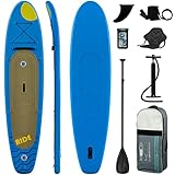 FunWater Doppelte Luftkammer Paddle Board, Aufblasbares Stand Up Paddle Board Komplettes Zubehör Verstellbares Paddel, Pumpe, Kajak Sitz, SUP Reiserucksack, Leine, wasserdichte Tasche, Paddling Board…