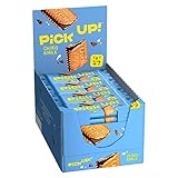 PiCK UP! Choco&Milk (24 x 28 g), Riegel mit knackiger Milchschokolade und Milchcreme zwischen zwei Keksen, der Snack für unterwegs, Thekenaufsteller mit 24 Stück