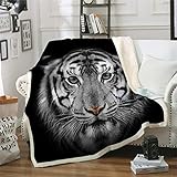 WONGS BEDDING Junge Kuscheldecke 150x200 Flauschige Decke Tiger Sherpa Decke Zweiseitige Wohndecke Dicke Sofadecke Couchdecke weiche Fleecedecke Mikrofaser Sofaüberwurf Tagesdecke für Bett/Sofa