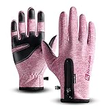 T98 Fahrradhandschuhe, Touchscreen Handschuhe Laufhandschuhe Winter Warme Sporthandschuhe Herren Damen Winddicht Wasserdichter Winterhandschuhe für Radfahren, Wandern, Skifahren