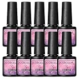 COSCELIA Unterlack Nagellack Base Coat 10 Stück*8ML Überlack Nail Art System für Zuhause