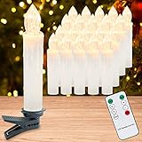 Ikodm 20 Stück LED Weihnachtskerzen Kabellos, LED Kerzen Weihnachtsbaum mit Fernbedienung Timer Dimmbar, warmweiß Christbaumkerzen für Weihnachtsdeko Innen-Außen