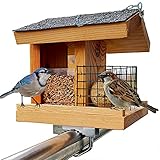 STAFECO® Vogelfutterhaus für Balkon oder zum Aufhängen wetterfest Futterhaus Handarbeit aus Natur Holz Vogelhaus Gartenvögel im Garten