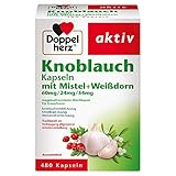 Doppelherz Knoblauch mit Mistel und Weißdorn – Traditionell zur Vorbeugung allgemeiner Arterienverkalkung – 480 Kapseln