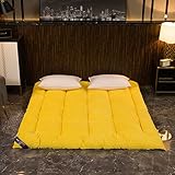 GIFTZU Futon Matratze Doppel Single Japanische Faltbare Bodenmatratze Schlafmatte Faltbares Roll Up Tatami Isomatte Bett Universal Comfort Mittlere Festigkeit,Gelb,180x200cm