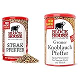 Block House Steak Pfeffer Gewürzmischung Restaurantqualität, 200g & Grüner Knoblauch Pfeffer, 1er Pack (1 x 200 g)