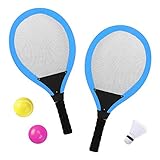 YIMORE Kinder Tennisschläger Badminton Schläger mit 2 Bälle Softball Tennis Spiel Set Kinderspielzeug ab 3 4 5 Jahren (Blau)