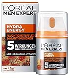 L'Oréal Men Expert Gesichtspflege für Männer, Feuchtigkeitscreme mit Guarana und Vitamin C, Hydra Energy Feuchtigkeitspflege 24H Anti-Müdigkeit, 1 x 50 ml