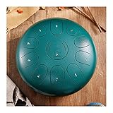 Handpan, Stahltrommeln, 12 Zoll Stahlzunge Drum Drum Healing Drum, 11 Noten C Keys Handpfanne Percussion Instrumente mit Drum Mallets Tragetasche tolles Geschenk, rot (Color : Grün)