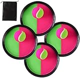 Locisne Klettball Set Klettballspiel, Self Stick Disc Paddel und Toss Ball Sportspiel mit Aufbewahrungstasche für Outdoor Indoor, 4 Paddel und 4 Bälle