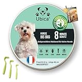 Ubica® Flohhalsband Hunde - Zeckenhalsband für Hunde - Flohmittel Hund ( 8kg) - Formel mit ätherischen Ölen (Zitronengras) -100% WASSERDICHT - 3 Zeckenklammern und EBOOK Gratis.