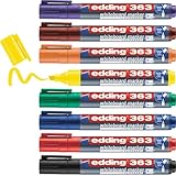 edding 363 Whiteboardmarker Set - bunte Farben - 8 Whiteboard Stifte - Keilspitze 1-5 mm - Boardmarker abwischbar - für Whiteboard, Flipchart, Magnettafel, Memoboard - Sketchnotes - nachfüllbar