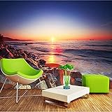 Fototapete Selbstklebende Wandbild 3D Sonnenuntergang-Strand-Riff-Landschaft Kinderzimmer Bar Büro Wohnzimmer Restaurant Bekleidungsgeschäft Korridor Hotel Wanddekoration Wandkunst Wand 200 x 150 cm