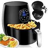 Heißluftfritteuse 3,5L Friteuse Heissluft Fritteusen Airfryer mit 7 Progammen, LED-Touch-Panel mit Temperatursteuerung und Timer, 360° Heißluftzirkulation, Ohne Fett, Leichte Reinigung, 1450W