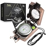 Anbte Kompass Militär mit Klinometer Professioneller Marschkompass IP65 Compass mit Tragetasche Wasserdicht Navigation Compass für Jagd Camping Wandern Outdoor-Aktivitäten (Bronze)