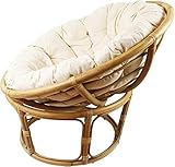 Papasan-Sessel aus Rattan, braun, inkl. Kissen aus Baumwolle, beige, Rexalsessel Korbsessel Liegesessel