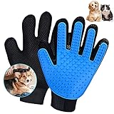 WELLXUNK Haustier Handschuh, 1 Paar Pet Fellpflege Handschuh, Blau Pet Bürste Handschuh, Effizienter Tierhaar Handschuh, Premium Fellpflege Handschuhe Für Hunde und Katzen Haarentfernung